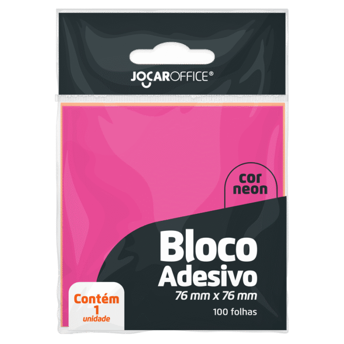 BLOCO ADESIVO ROSA NEON 76X76mm |100F JOCAR OFFICE
