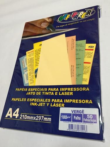 Papel Especial A4 Vergê Palha OFF PAPER | Pct. c/ 50 folhas